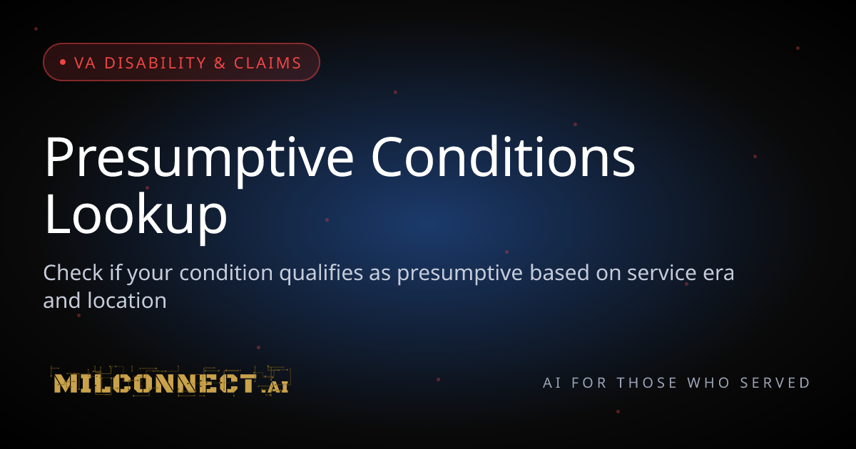 Presumptive Conditions Lookup | MILCONNECT.AI